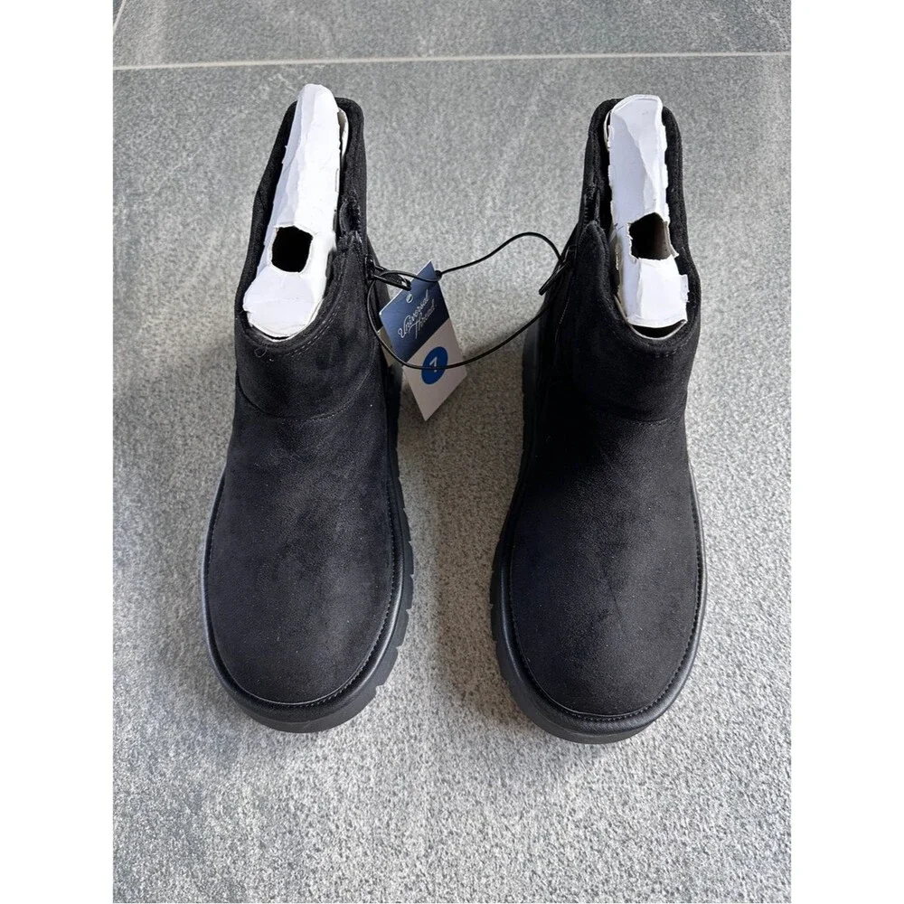 NWT Universal Thread “May” Black Faux Suede Ankle Boots Women’s 7 Memory Foam